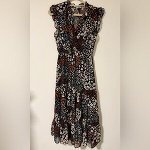 Steve Madden Floral Black and Orange Women's Dress
